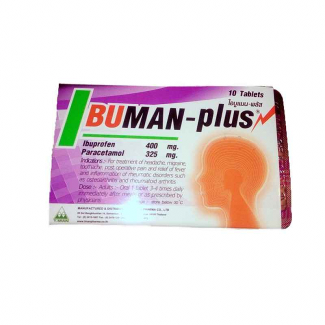 Ibuman-plus для лечения головной боли, 10 таблеток