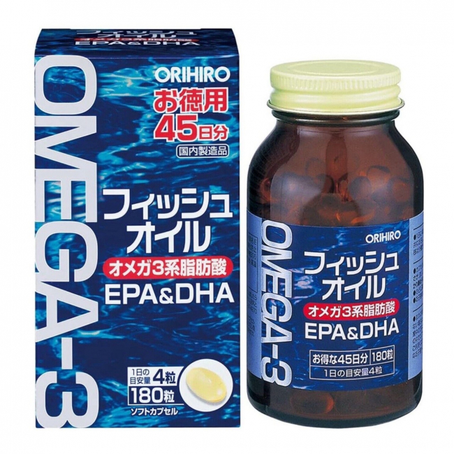 Пищевая добавка Orihiro Omega 3 Fish Oil, 180 таблеток, содержит EPA и DHA.