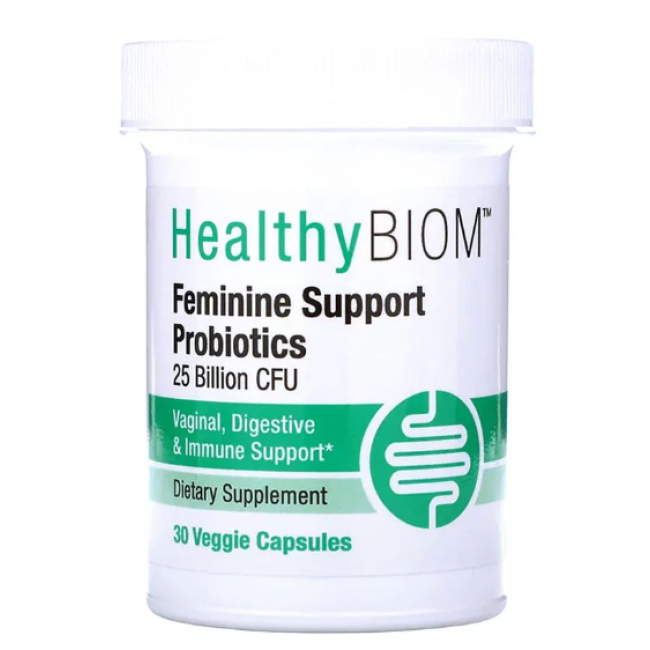 HealthyBiom, Пробиотики для поддержки женщин, 25 миллиардов КОЕ, 30 растительных капсул