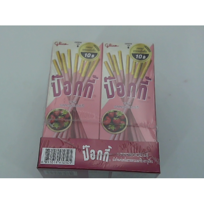 Pocky, снеки в оболочке со вкусом клубники, упаковка 10 шт.