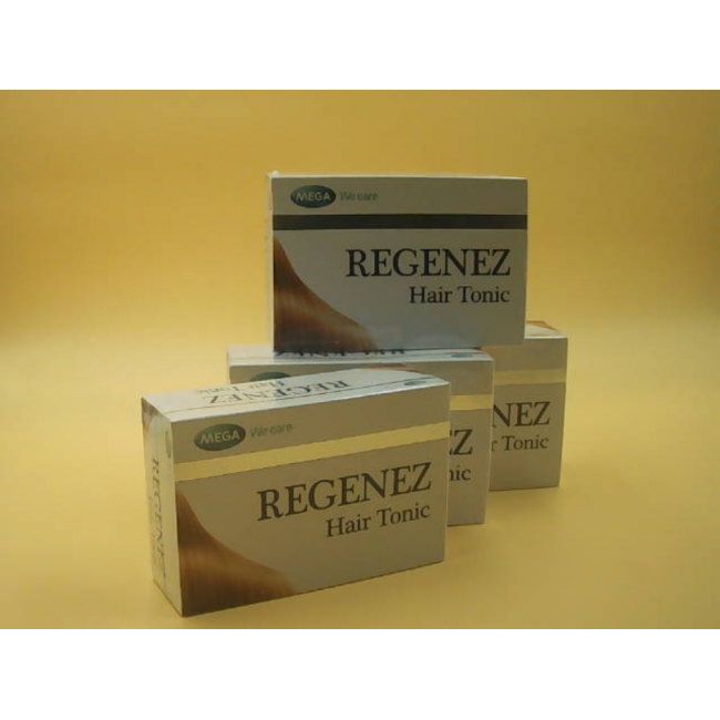 Этот набор из 4 спреев для волос Mega We Care Regenez Tonic помогает питать кожу головы и уменьшать выпадение волос.