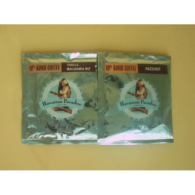 Набор из 2 пакетиков кофе для капельного заваривания: Hawaiian Paradise 10% Kona Vanilla Macadamia Coffee