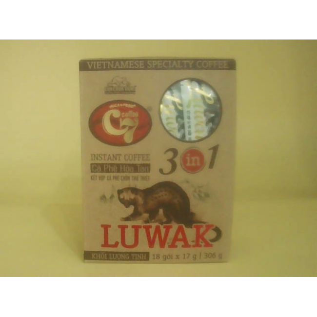 Растворимый кофе Luwak 3-в-1 от HUCA FOOD G7, 306 г (18 пакетиков по 17 г)
