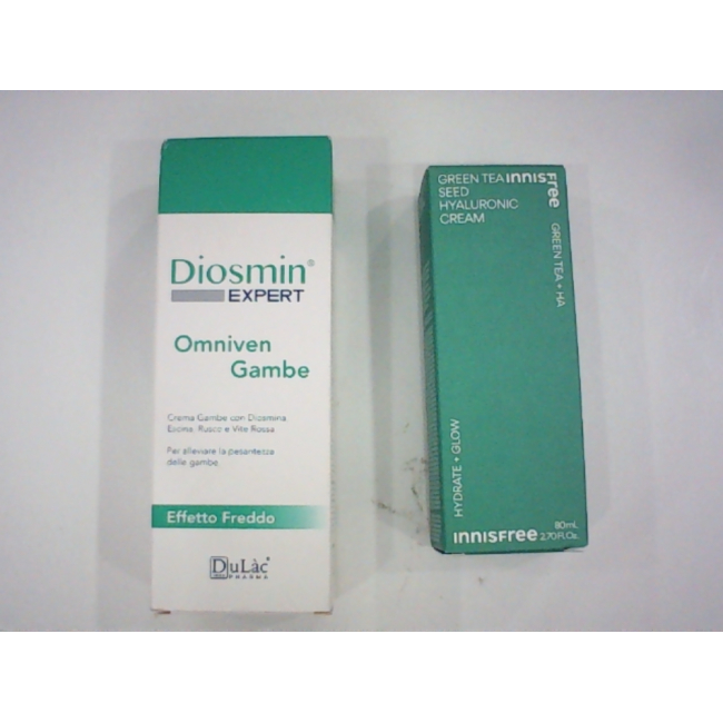 набор из 2 косметических средств Diosmin Expert Omniven Gambe, итальянский крем. Innisfree Green Tea Seed Hyaluronic Cream.