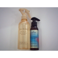 В этот набор входят два продукта: увлажняющий крем для волос Shiseido Tsubaki Premium Repair Hair Water и мерцающий лосьон для тела Innature Shine.