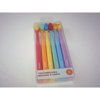 Набор из 6 чистящих зубных щеток Miniso Coloradio с мягкой, плотной щетиной и красочными восьмиугольными ручками.