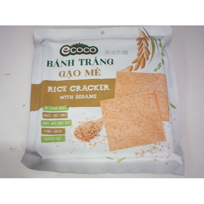 Рисовые крекеры Ecoco с кунжутом (рисовая бумага с кунжутом), производства Navifoco.