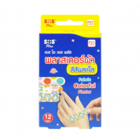 Цветной тканевый пластырь Sos Plus 12 шт 